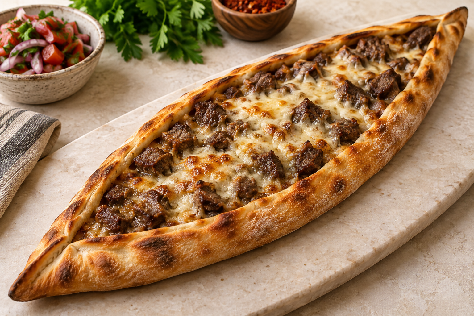 Kavurma Kaşarlı Pide pide